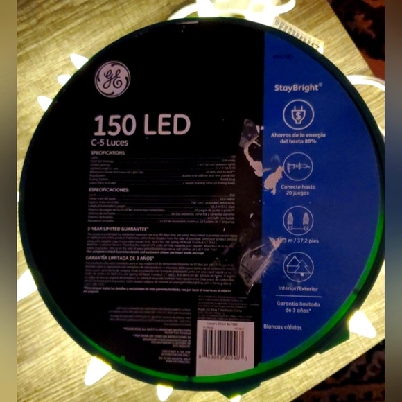 GE StayBright 150-Count 37.2-ft White LED Plug-In Christmas String Lights - Picture 2 of 8